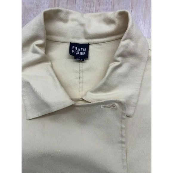 Eileen Fisher Stretch Cotton Yellow Double Breasted Jacket Blazer- Size Large L - Picture 2 of 8
